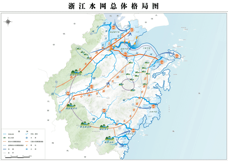 浙江水網總體格局圖_含浙中水資源配置通道工程線路圖.png